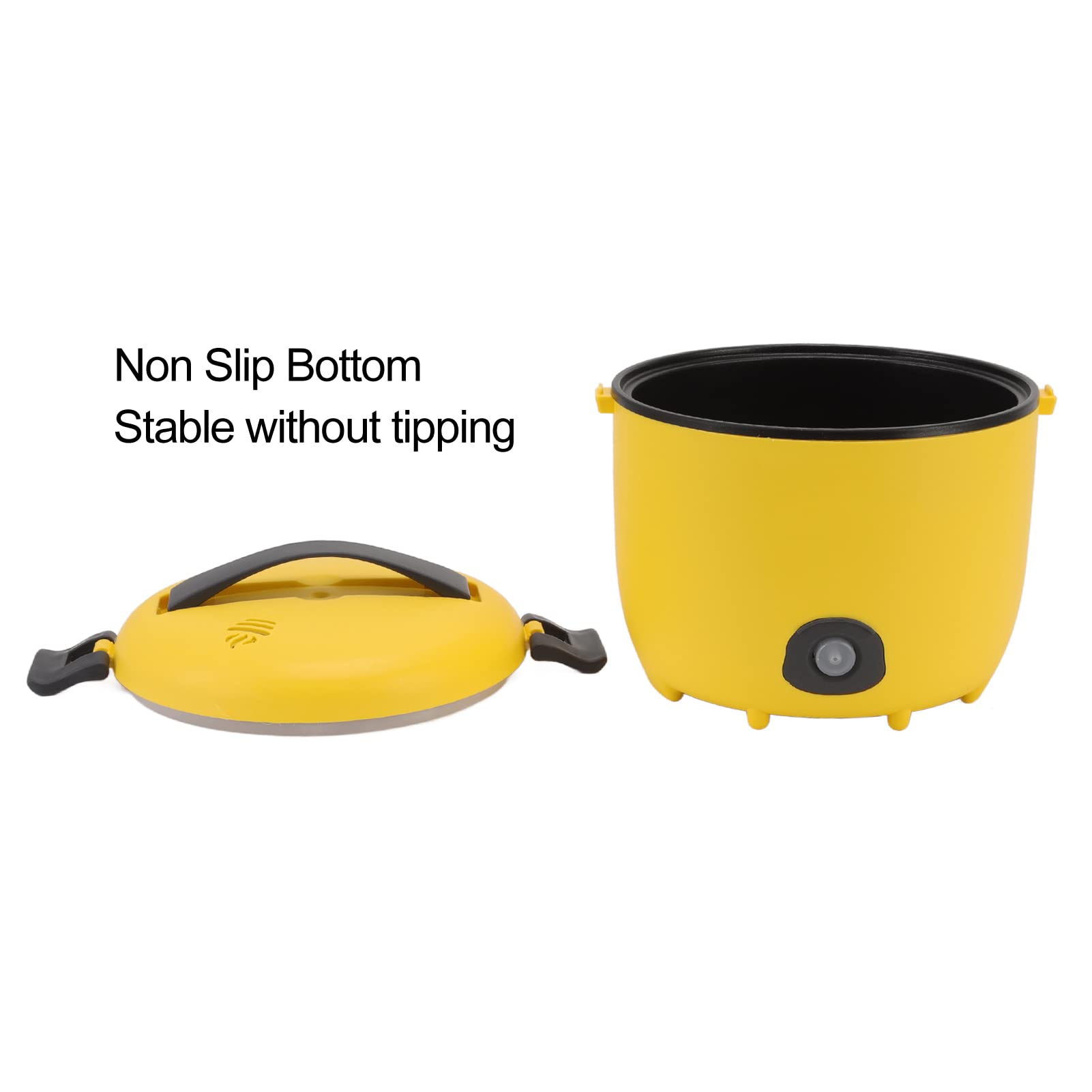 3 Cups Small Rice Cookers, 2L Portable Mini Rice Cooker for 2-3 People, Tiny Electric Grain Cooker for Home Dormitory,Yellow (US)