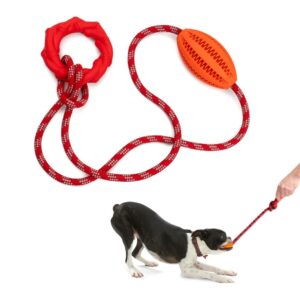 wagably interactive dog chew toy with rope for aggressive chewers - tugging and tossing - puppy training - dispenses treats and food - toothbrush for pet teeth cleaning - encourages mental stimulation