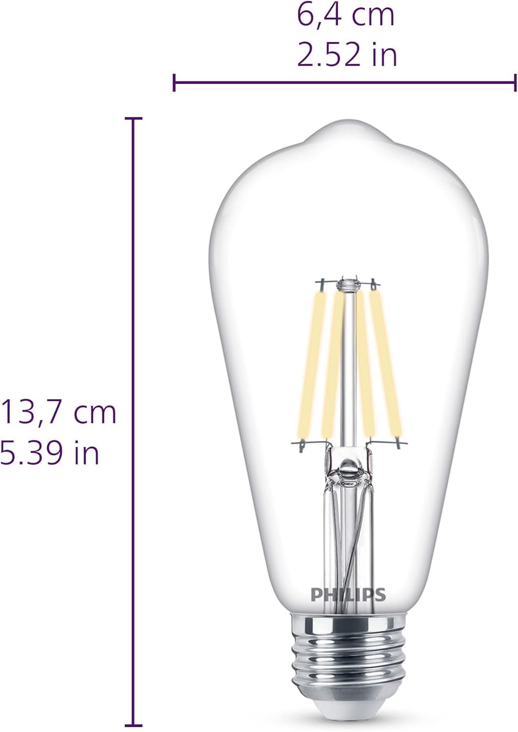 PHILIPS LED Vintage Flicker-Free Clear ST19 Bulb - Soft White 2700K - 8W=75W - 800 Lumen - E26 Base - Dimmable - Eye Comfort Technology- 6 Pack, 9290022960