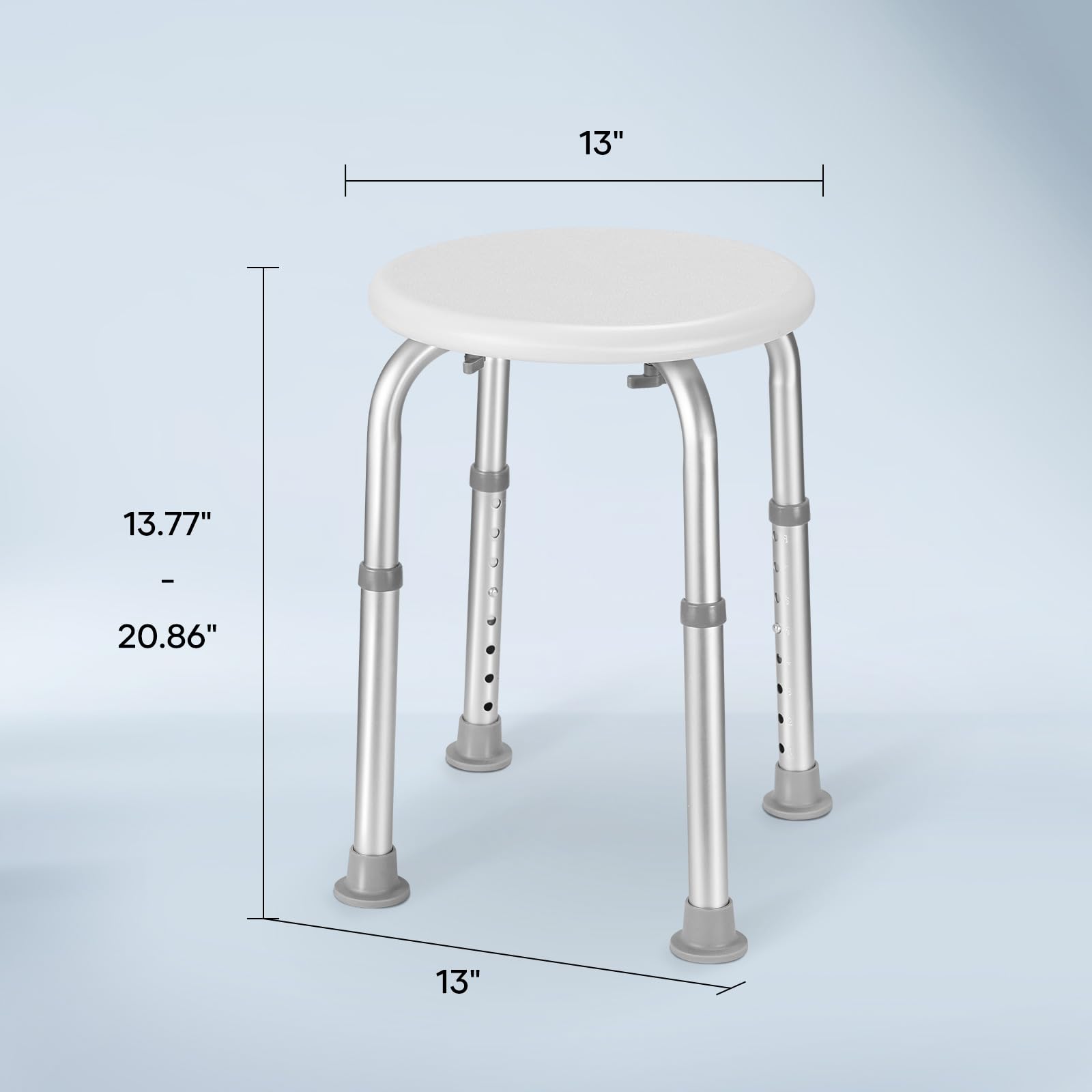 Careboda Adjustable Bath Chair for Inside Shower, Shower Stool with Upgraded Stainless Steel, Tool-Free Assembly, 8 Adjustable Heights for Seniors, Elderly, Pregnant, Handicap & Disabled Gray