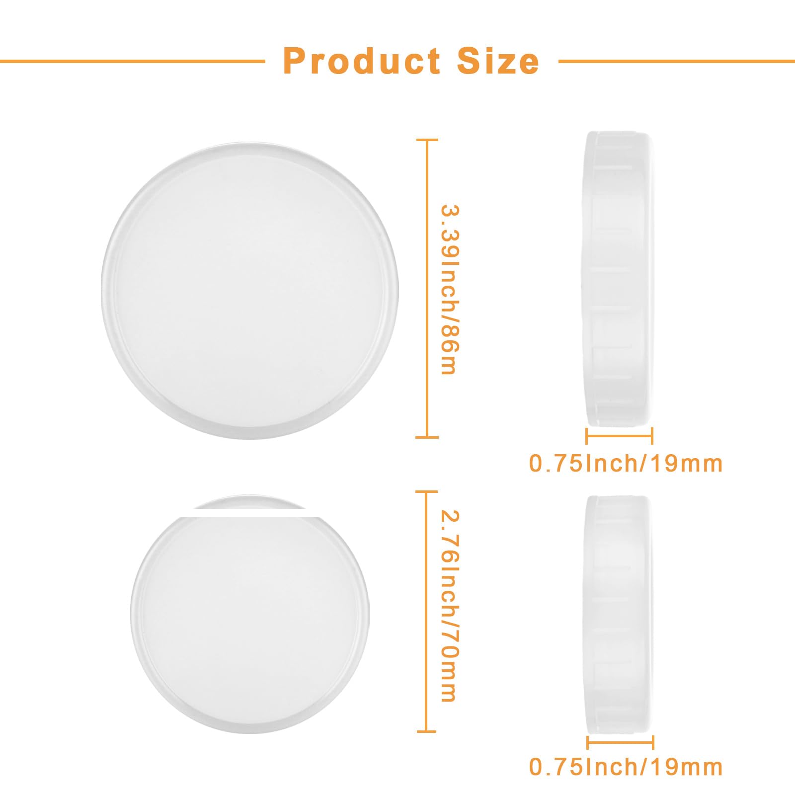 LOYORTY 72Pcs White Plastic Mason Jar Lids, 36 Regular Mouth & 36 Wide Mouth Plastic Canning Lids, 86mm &70mm Reusable Plastic Storage Caps for Mason/Canning Jars