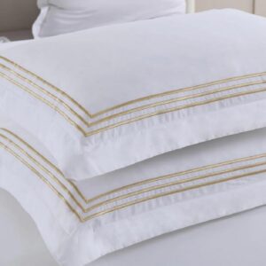 Embroidered Adeline 3pc Comforter Cover with Pillow Shams, Duvet Cover Set, 100% Cotton Percale, King/Cal King, Gold