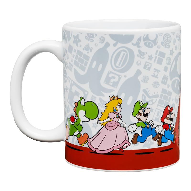 Paladone Super Mario Bros Official Licensed Nintendo Coffee Mug, Nostalgic Gamer Icon Gift for Luigi, Yoshi and Princess Peach Collectors 10oz Novelty Pop Culture Teacup