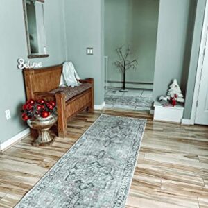 BoutiqueRugs Nisa Oriental Medallion Large Area Rug - Farmhouse Traditional Floral Carpet for Living Room - Machine Washable - Sage, Green, Rust - 7'6" x 9'6" (8x10 Area Rug)