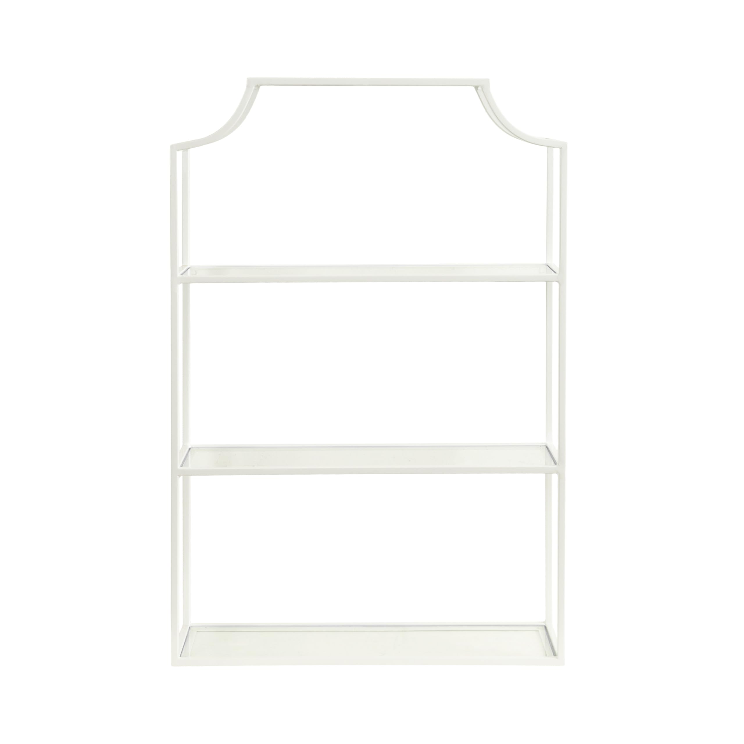 Kate and Laurel Ciel Three-Tiered Wall Shelf, 21 x 30, White, Decorative Floating Shelf Storage and Wall Organizer for Over Toilet Storage Bathroom Display