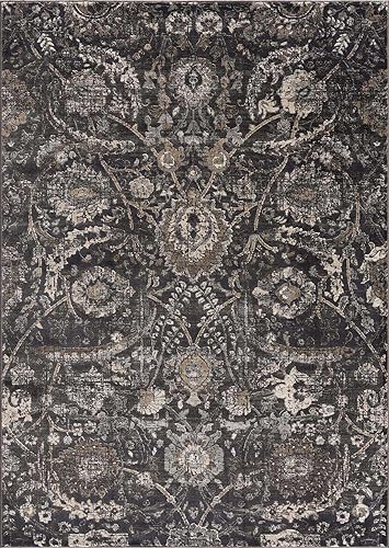 BoutiqueRugs Owatonna Traditional Floral Area Rug - Oriental Damask Patterned Rug for Living Room, Bedroom, Dining Room - Black, Charcoal, Sage - 4'3" x 5'7"