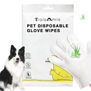 dog wipes cleaning，aloe nourish pet wipes gloves，dry wash shower wipes grooming for dogs cats puppy, ears face paws butt cleaning gloves