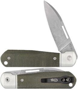 case xx wr pocket knife, highbanks - smooth od green canvas micarta itemnumber 42231 - (highbanks cpm20cv) length closed: 4 inches