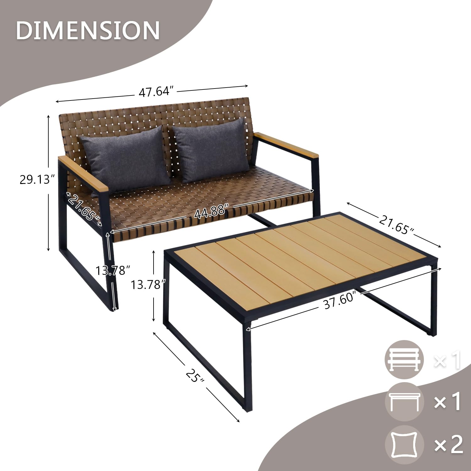 ENSTVER Outdoor Rattan Loveseat