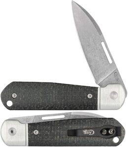 case xx wr pocket knife, highbanks - smooth black burlap micarta itemnumber 42230 - (highbanks cpm20cv) length closed: 4 inches