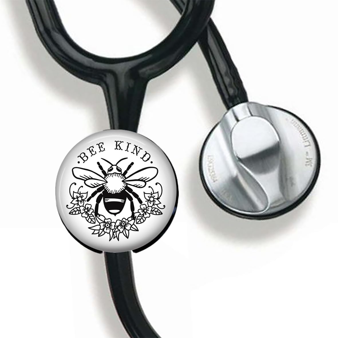 kanvt Bee Kind Stethoscope Tag Personalized,Nurse Doctor Stethoscope ID Tag Customized, Medical Stethoscope Name Tag with Writable Surface-Black, Small, mflor365