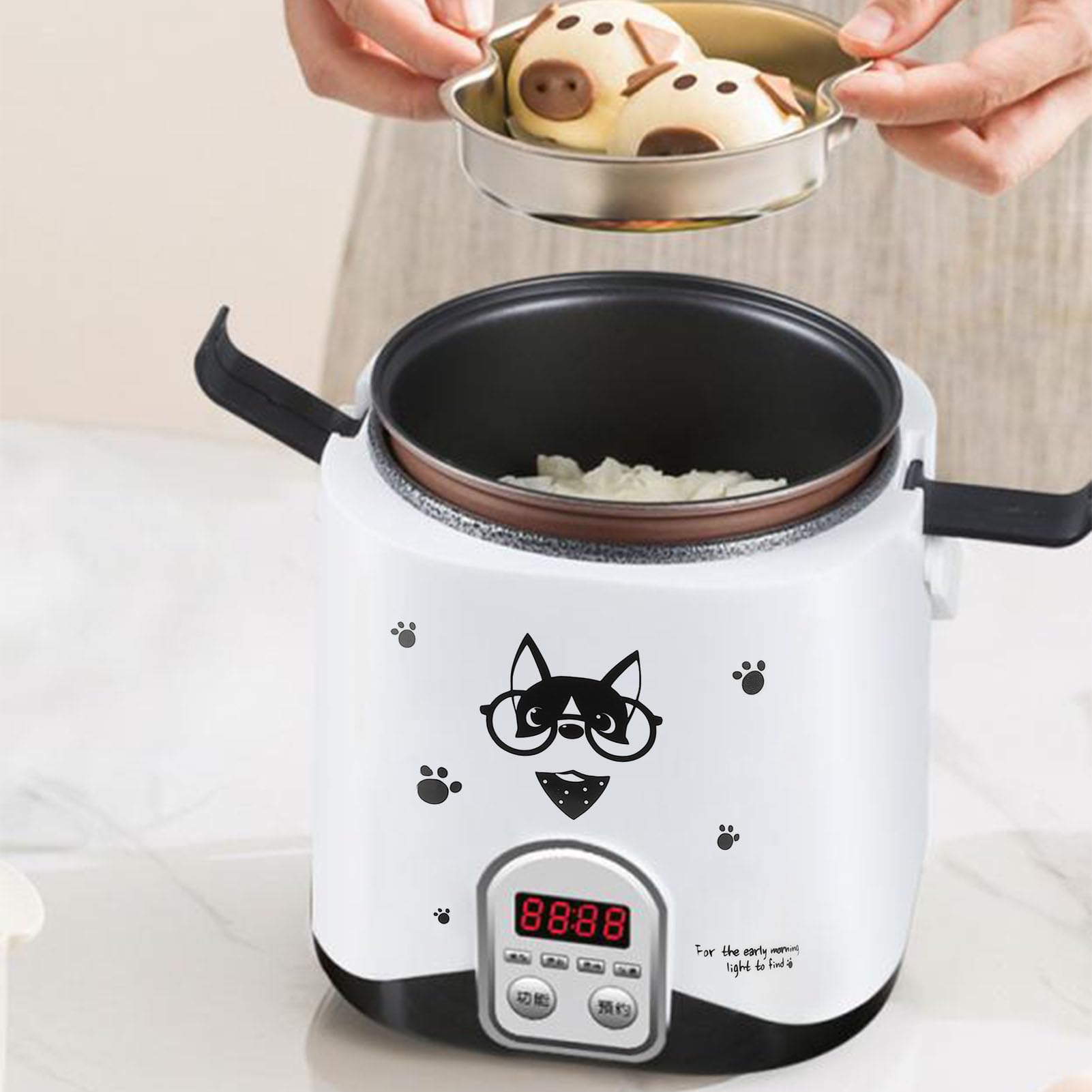 Portable 12V Car Travel Rice Cooker 2 Cups,1.2L Mini Rice Cookers with Cooking Heating and Keeping Warm Function, 304 Stainless Steel Steam Tray