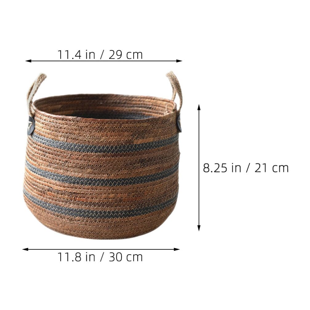 Cabilock Woven Storage Basket Straw Planter Basket Toy Blanket Organizer Bin Laundry Hamper With Handles Wicker Basket Sundries Case Container for Home Decor