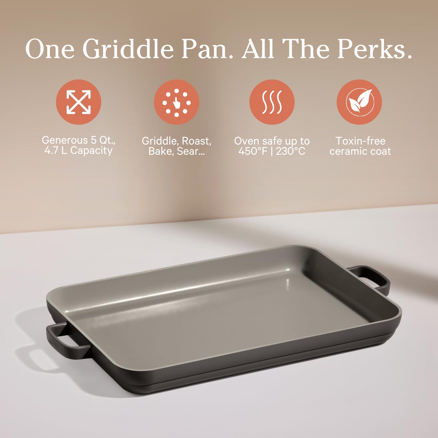 Our Place Griddle Pan - Versatile Nonstick Ceramic Sheet Pan & Stovetop Griddle | Toxin-Free, Dual-Use, with Ergonomic Handles | 5 Qt Capacity, Oven Safe up to 450°F | Char