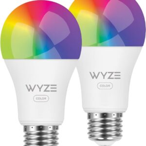 Wyze Lifestyle Bulb Color, 1100LM Wi-Fi A19 Smart Bulb, 16 Million Colors & Tunable White, Works with Alexa and Google Assistant, 75W Equivalent, Dimmable, Timer, CRI>90, E26, No Hub Required, 2-Pack