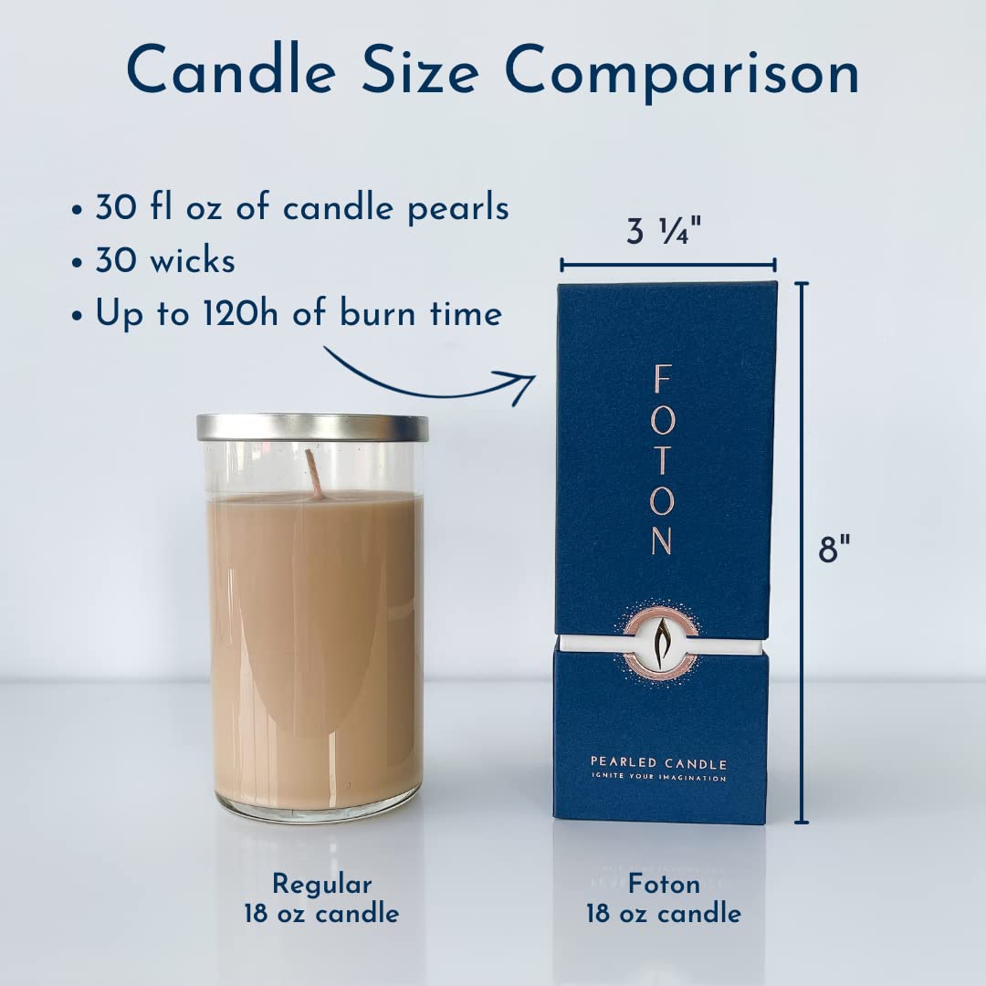 Foton Pearled Candle Colored 18 Oz - Black Unscented Non Toxic Luxury Long Lasting Powder Candles up to 120 Hours - Refillable Candle Sand with 30 Wicks for Candle Making