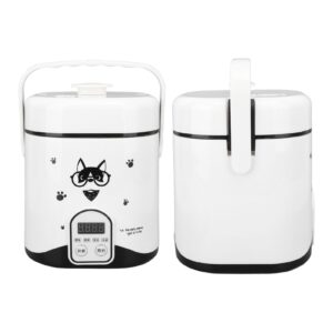 Portable 12V Car Travel Rice Cooker 2 Cups,1.2L Mini Rice Cookers with Cooking Heating and Keeping Warm Function, 304 Stainless Steel Steam Tray