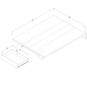 South Shore Musano Platform Bed with Drawer, Full/Queen, Nordik Oak