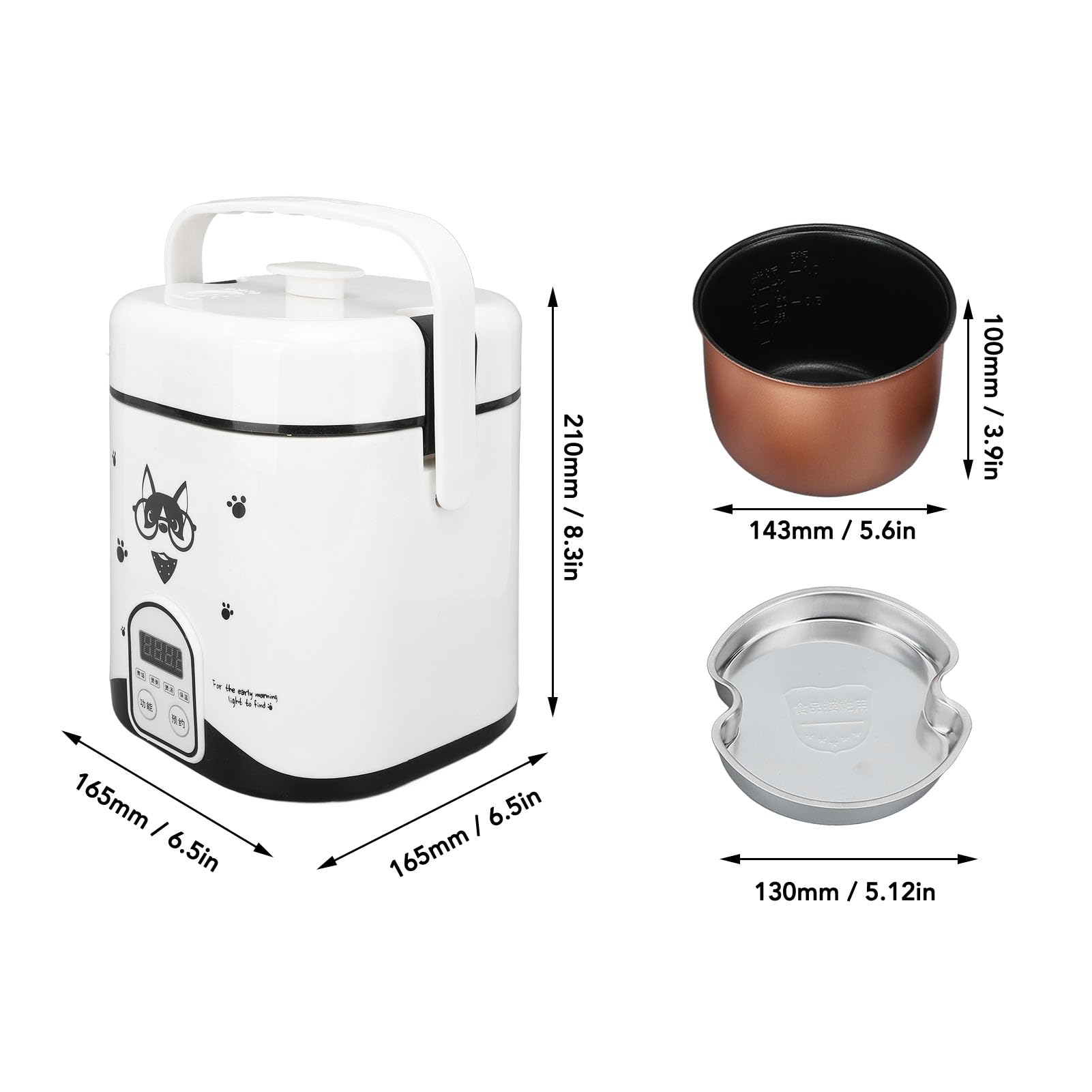 Portable 12V Car Travel Rice Cooker 2 Cups,1.2L Mini Rice Cookers with Cooking Heating and Keeping Warm Function, 304 Stainless Steel Steam Tray