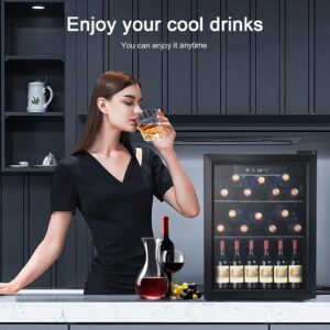 Antarctic Star Wine Cooler/Beverage Refrigerator,16 Bottle 68 Can Freestanding Wine Cellar Front Glass Door for Home and Bar, Electronic Temperature Control, with Blue LED, 1.7 Cu.Ft.