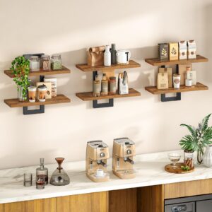 HOOBRO Floating Shelves, 15 Inch Wall Shelf Set of 3, Wall Mounted Storage Shelves 2-Tier, Hanging Bathroom Shelves, for Living Room, Bedroom, Bathroom, Kitchen, Rustic Brown and Black BF32BJP301