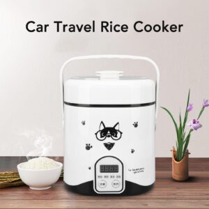 Portable 12V Car Travel Rice Cooker 2 Cups,1.2L Mini Rice Cookers with Cooking Heating and Keeping Warm Function, 304 Stainless Steel Steam Tray