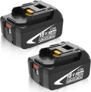 2-pack 6.0ah bl1860b bl1860 replacement for 18v battery lithium-ion compatible with 18 volt battery lithium bl1860b bl1860 bl1850 bl1850b bl1840 bl1830 compatible with battery 18v power tools (white)