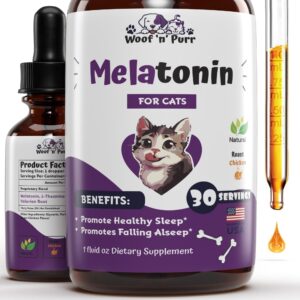 melatonin for cats | supports healthy, restful sleep for your cat | cat stress relief | cat calming | cat anxiety relief | cat melatonin | anxiety relief for cats | cat sleep aid | 1 fl oz