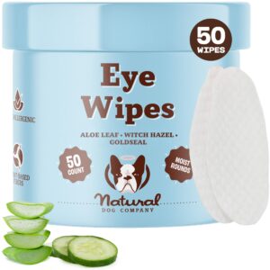 natural dog eye wipes for dogs -50 cnt- soothing dog eye wipes with natural, non-irritating ingredients green tea & goldenseal, effective dog tear stain remover wipe & dog eye gunk remover wipe, vegan