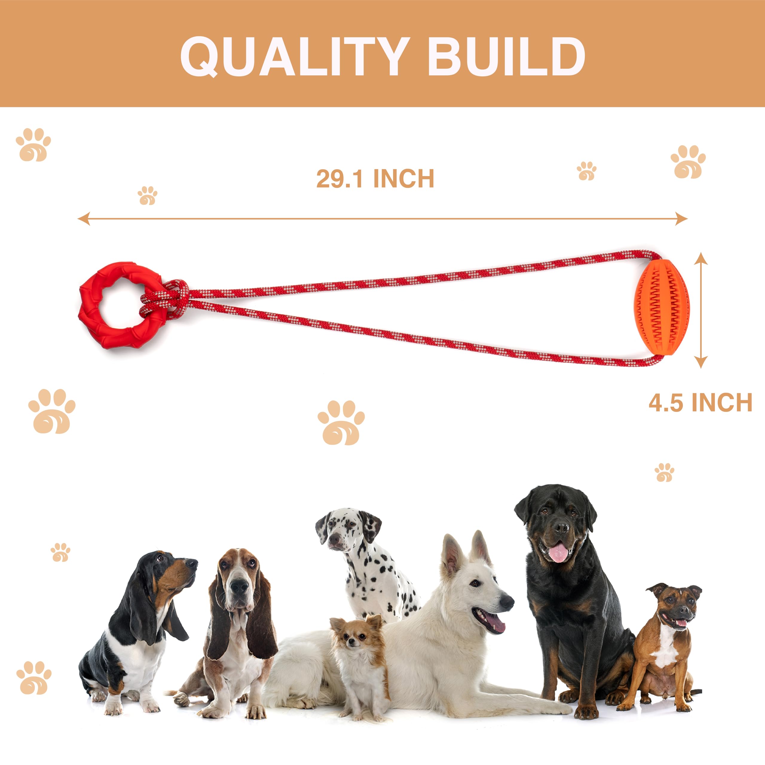 Wagably Interactive Dog Chew Toy with Rope for Aggressive Chewers - Tugging and Tossing - Puppy Training - Dispenses Treats and Food - Toothbrush for Pet Teeth Cleaning - Encourages Mental Stimulation