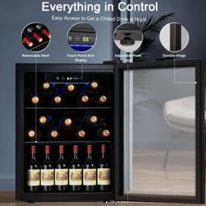 Antarctic Star Wine Cooler/Beverage Refrigerator,16 Bottle 68 Can Freestanding Wine Cellar Front Glass Door for Home and Bar, Electronic Temperature Control, with Blue LED, 1.7 Cu.Ft.