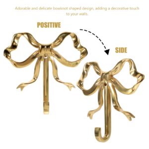 Ciieeo Vintage Wall Mounted Hooks Gold Bowknot Wall Hanger Key Holder Coat Rack for Hanging Scarves Bags Purses Hats Towels Children Room Living Room Organizer