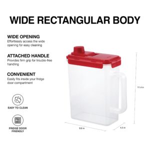 LocknLock Aqua Fridge Door Water Jug with Handle BPA Free Plastic Pitcher with Screw Top Lid Perfect for Making Teas and Juices, 1 Gallon, Red