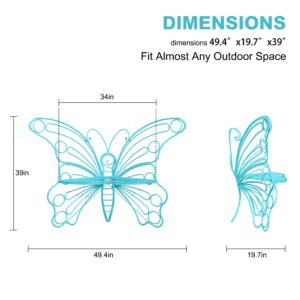 DIBRATY 50 Inches Outdoor Bench, Garden Bench with Sturdy Iron Metal Frame, Pretty Butterfly Bench Front Porch Bench for Porch,Lawn,Garden,Yard