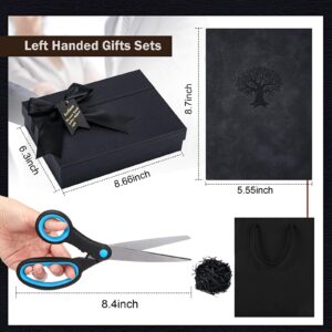 Lewtemi Set of 3 Left Handed Gifts Include 1 A6 Left Handed Notebook and Left Handed Scissors with Matched Gift Box Lefty Leather Journal Notebook for Friends Adults Business Subject Travel Work