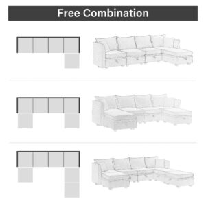 BOSMILLER Fabric Modular Sectional Sofa, 5-7 Pieces, Convertible, Storage, Sofa Couch for Living Room