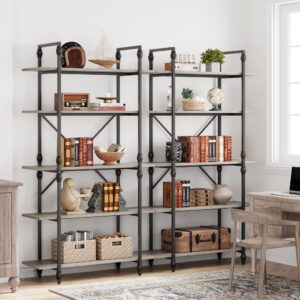 GAOMON 5 Tier Bookshelf, 67.9” Tall Bookcase with 5 Open Book Shelves, Vintage Bookshelves and Bookcases with Roman Column, Large Display Shelves for Home Office, Study Room, Living Room-Grey