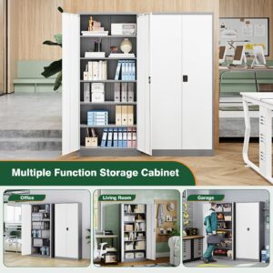 Letaya Metal Garage Storage Cabinets with Lock Door and Adjustable Shelves, Steel Tool Cabinets for Home,Office,Warehouse Organisieren (Gery White, 71" H)