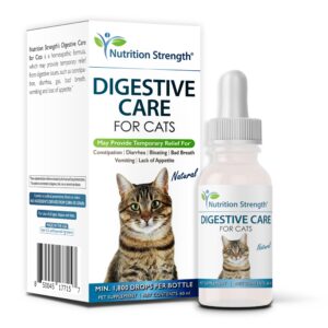 nutrition strength digestive care for cats, natural constipation relief for cats and kittens & support for diarrhea, bloating, bad breath, vomiting, lack of appetite, 60 milliliters