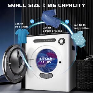 Iorbur DTD10-WHITE 11LBS Capacity Compact, 110V 970W Portable Clothes Small Spaces RVs and Apartments Quiet, Sturdy and Easy to Use, Supplemental Dryer for Laundry Machines Drying, Grey