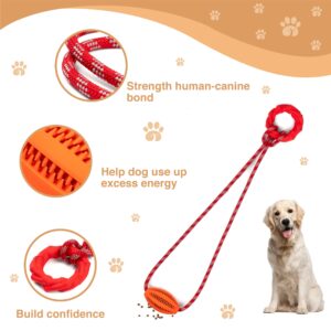 Wagably Interactive Dog Chew Toy with Rope for Aggressive Chewers - Tugging and Tossing - Puppy Training - Dispenses Treats and Food - Toothbrush for Pet Teeth Cleaning - Encourages Mental Stimulation