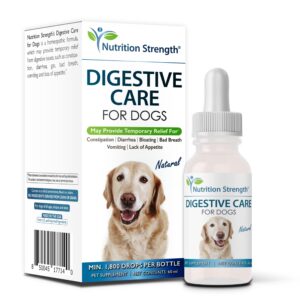 nutrition strength digestive care for dogs, natural constipation relief for dogs and puppies & support for diarrhea, bloating, bad breath, vomiting, lack of appetite, 60 milliliters