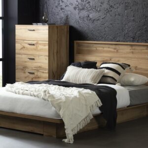 South Shore Musano Platform Bed with Drawer, Full/Queen, Nordik Oak