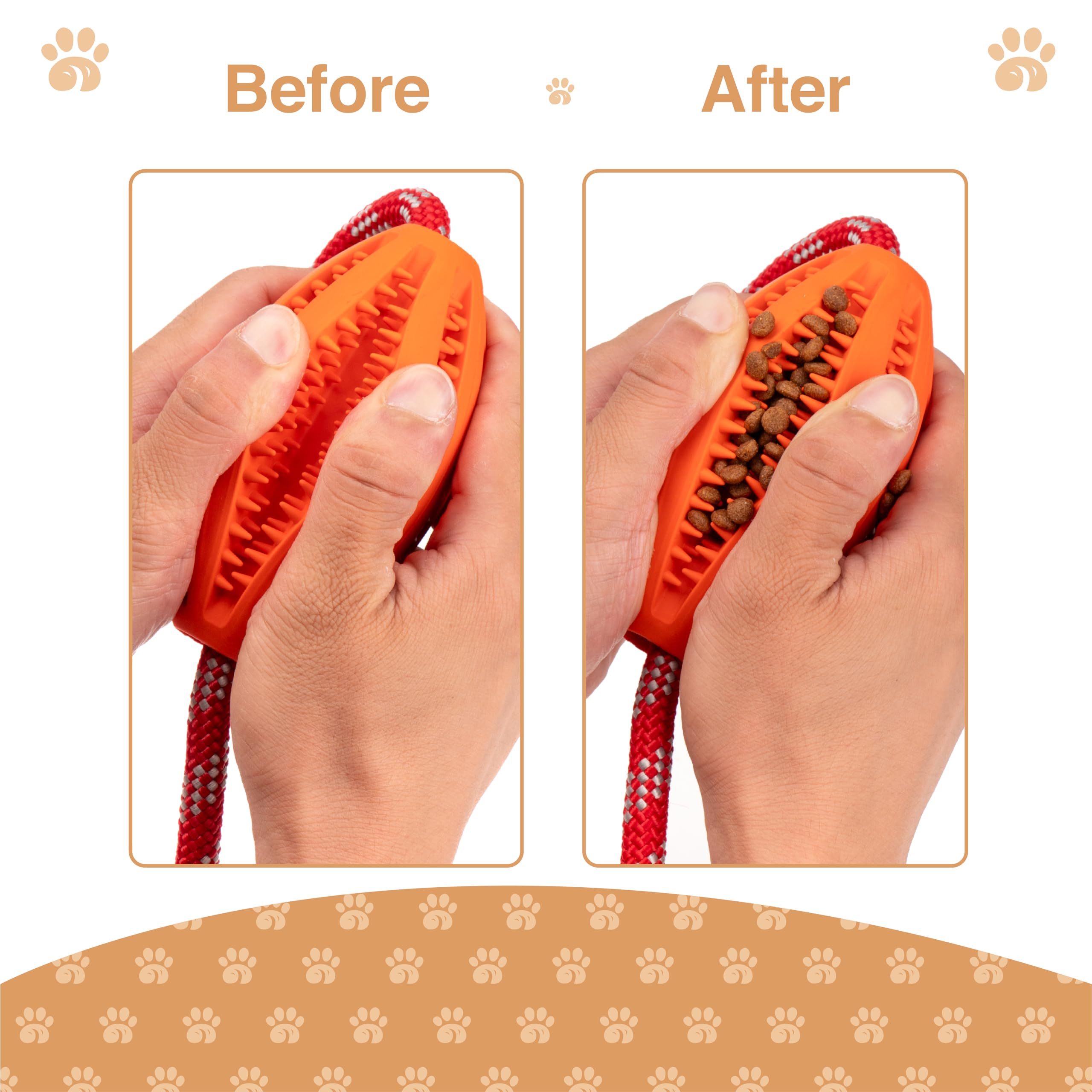 Wagably Interactive Dog Chew Toy with Rope for Aggressive Chewers - Tugging and Tossing - Puppy Training - Dispenses Treats and Food - Toothbrush for Pet Teeth Cleaning - Encourages Mental Stimulation