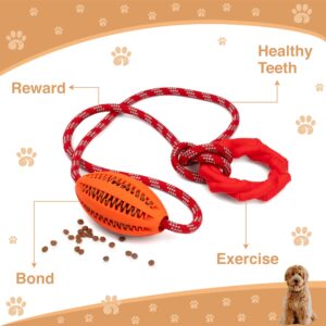 Wagably Interactive Dog Chew Toy with Rope for Aggressive Chewers - Tugging and Tossing - Puppy Training - Dispenses Treats and Food - Toothbrush for Pet Teeth Cleaning - Encourages Mental Stimulation