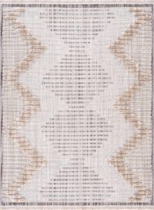 boutiquerugs maulawin farmhouse high low textured shag area rug - boho moroccan geometric carpet for living room, bedroom, dining room - charcoal, cream, peach - 6'7" x 9' (6x9 area rug)