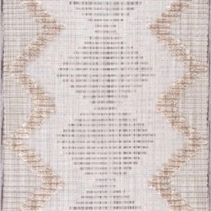 BoutiqueRugs Maulawin Farmhouse High Low Textured Shag Area Rug - Boho Moroccan Geometric Carpet for Living Room, Bedroom, Dining Room - Charcoal, Cream, Peach - 6'7" x 9' (6x9 Area Rug)