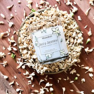 Jazzy Jasmine - Masakali Collection from Casa Dekor. Handmade Jasmine Scented Coconut Soy Wax Candle with Premium & Sustainable Ingredients. 7.5oz - Luxury Scented Candle