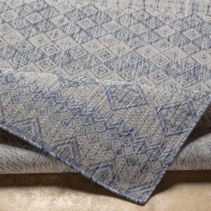 BoutiqueRugs Tominhao Bohemian, Transitional Area Rug - Outdoor Safe - Pale Blue, Tan, Navy - 7'10" x 10'