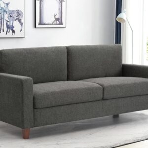 US Pride Furniture Mid Century Modern Couch with Reversible Back Pillows, 3 Seater Sofa for Small Spaces, Living Rooms, Apartments, and Condos, 77" Wide, Grey